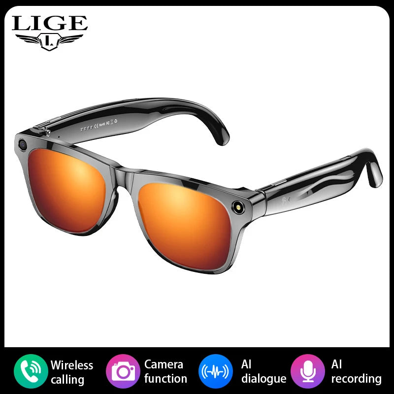 Camera Smart Glasses Take Photo Record Video Bluetooth Call AI Smart Sunglasses 260Mah Battery Stereo Music Translation Glasses