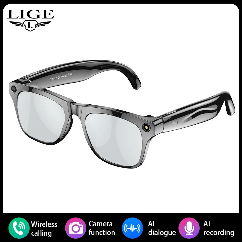 Camera Smart Glasses Take Photo Record Video Bluetooth Call AI Smart Sunglasses 260Mah Battery Stereo Music Translation Glasses