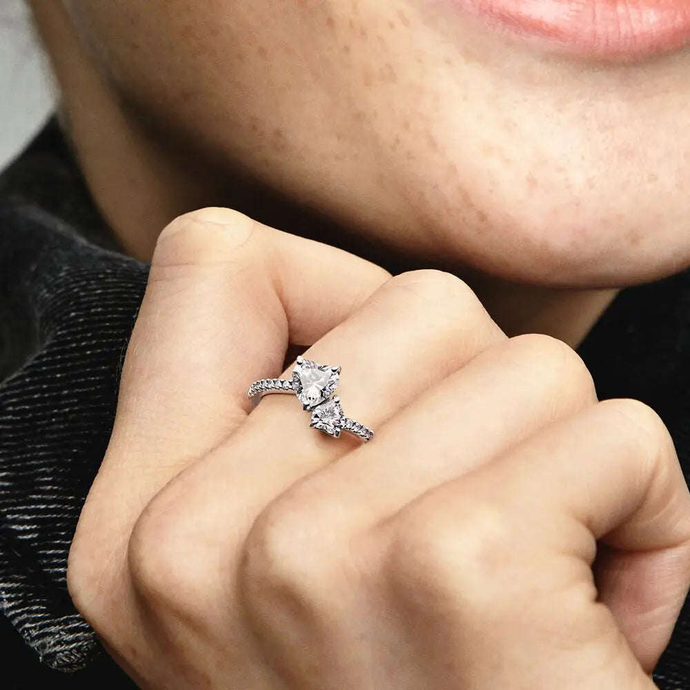 Vintage Moissanite Rings 925 Sterling Silver 6 Claws Cubic Zirconia Heart Crown Rings for Women Anniversary Fine Jewelry Gifts