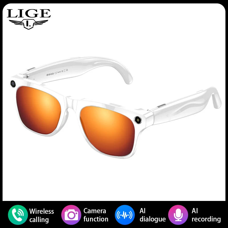 Camera Smart Glasses Take Photo Record Video Bluetooth Call AI Smart Sunglasses 260Mah Battery Stereo Music Translation Glasses