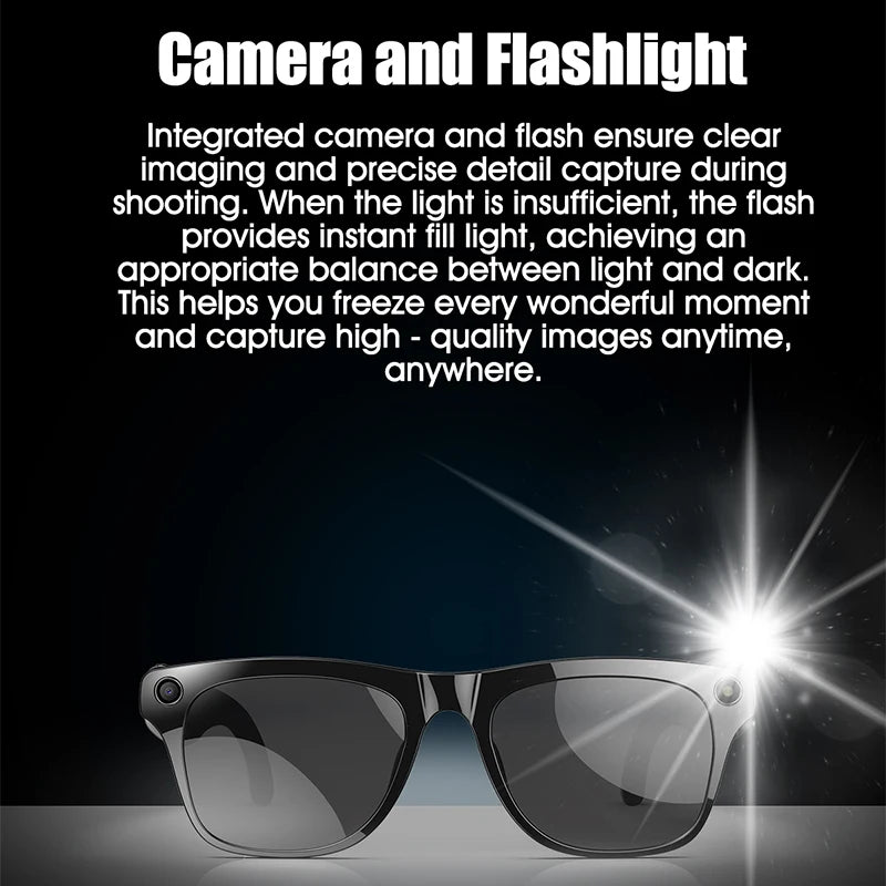 Camera Smart Glasses Take Photo Record Video Bluetooth Call AI Smart Sunglasses 260Mah Battery Stereo Music Translation Glasses