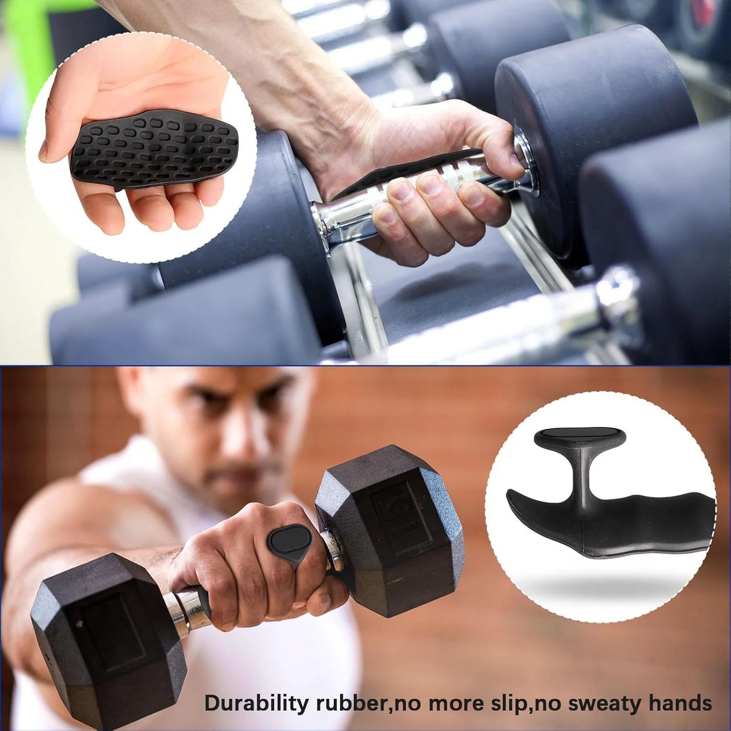 2 Pcs Anti-Slip Weightlifting Grips Ergonomic Rubber Hand Protector Gloves for Pull-Ups, Gym Training & Exercise – Non-Slip Dumbbell & Deadlift Grip Pads, One Size Fits All for Men & Women