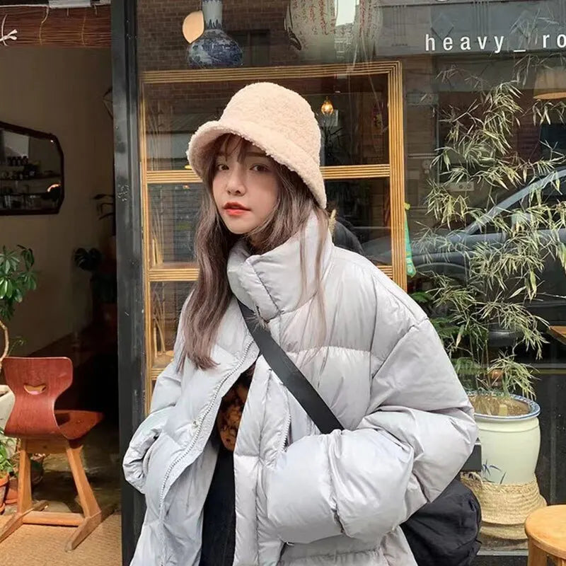 Unisex Bucket Hat – Cozy Lamb Wool Fisherman Cap for Winter & Outdoor Style