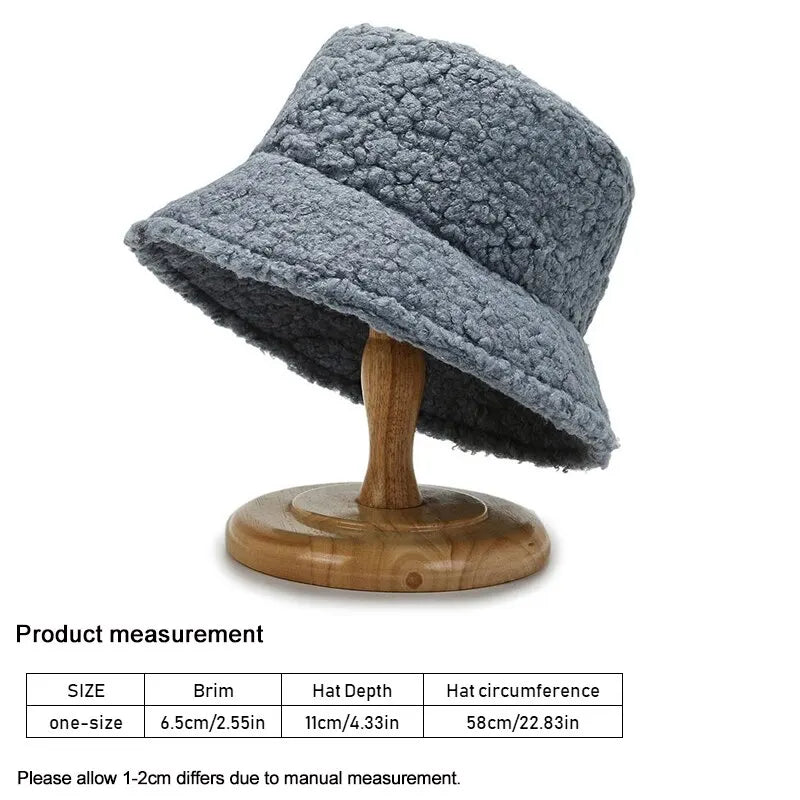 Unisex Bucket Hat – Cozy Lamb Wool Fisherman Cap for Winter & Outdoor Style