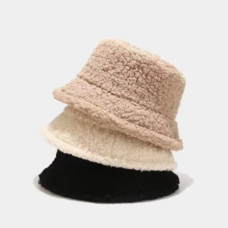 Unisex Bucket Hat – Cozy Lamb Wool Fisherman Cap for Winter & Outdoor Style