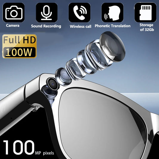 Camera Smart Glasses Take Photo Record Video Bluetooth Call AI Smart Sunglasses 260Mah Battery Stereo Music Translation Glasses