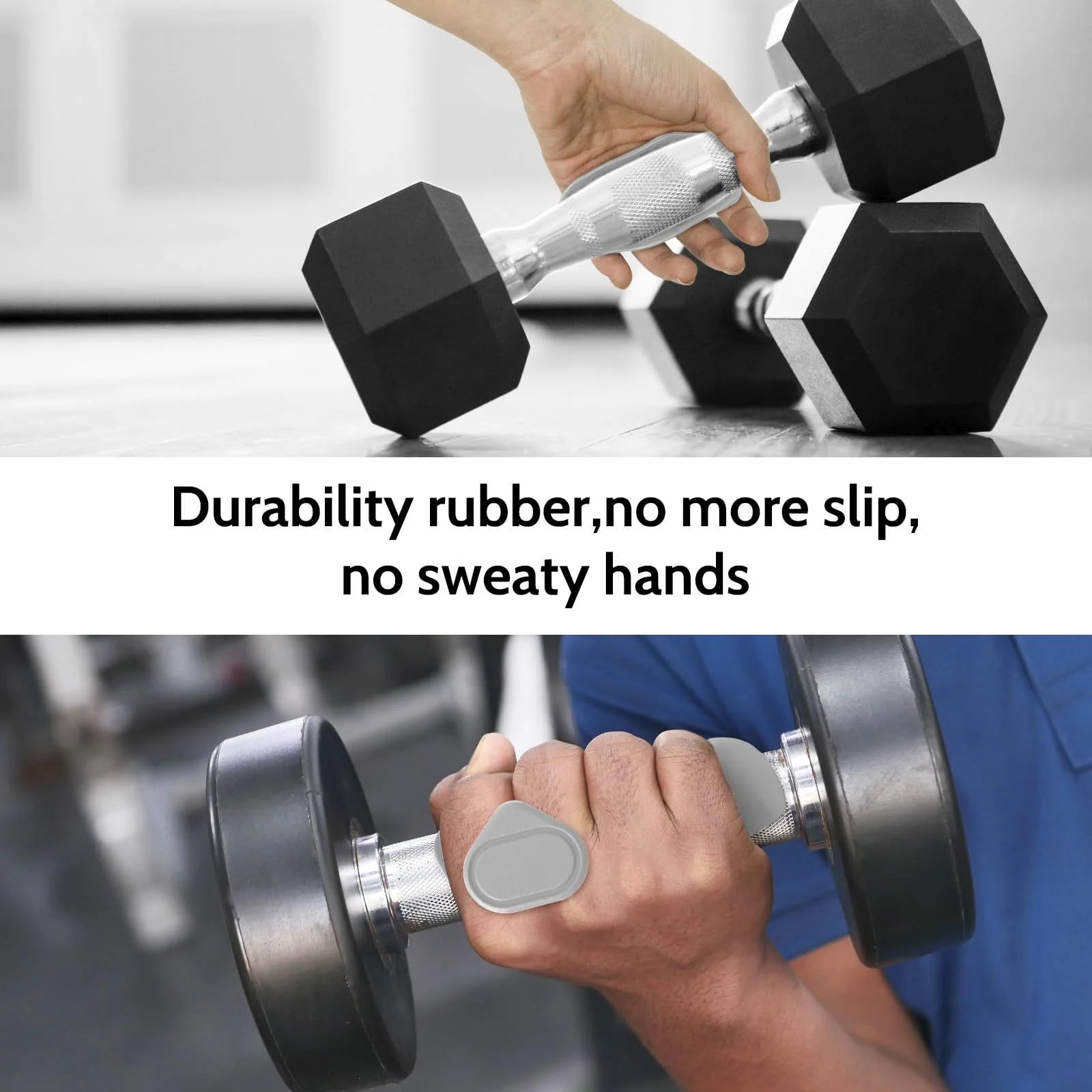 2 Pcs Anti-Slip Weightlifting Grips Ergonomic Rubber Hand Protector Gloves for Pull-Ups, Gym Training & Exercise – Non-Slip Dumbbell & Deadlift Grip Pads, One Size Fits All for Men & Women